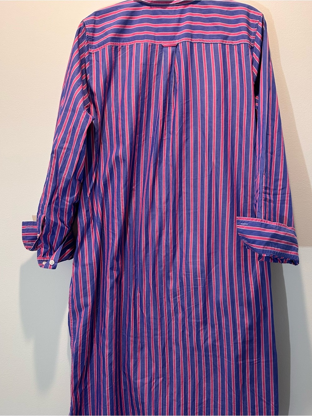 J.Crew Tall Striped Button-Down Cotton Shirtdress Blue Pink - Picture 6 of 12